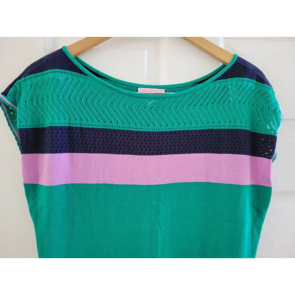 Lilly Pulitzer Kinley Green purple Striped mini dress size Medium Preppy_4